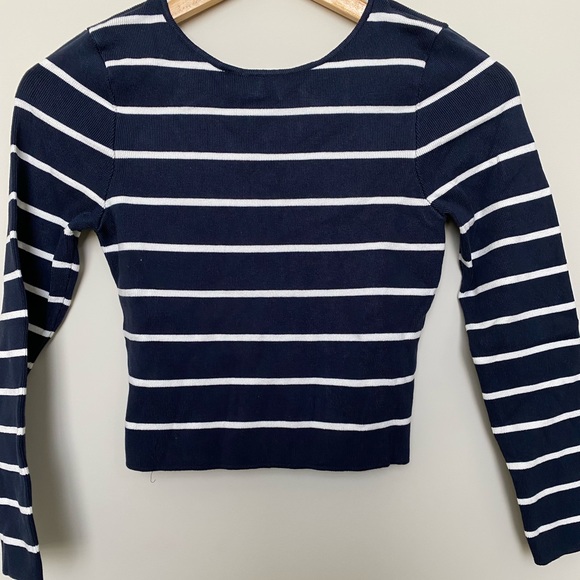 Zara navy/white striped crop top - Picture 1 of 8